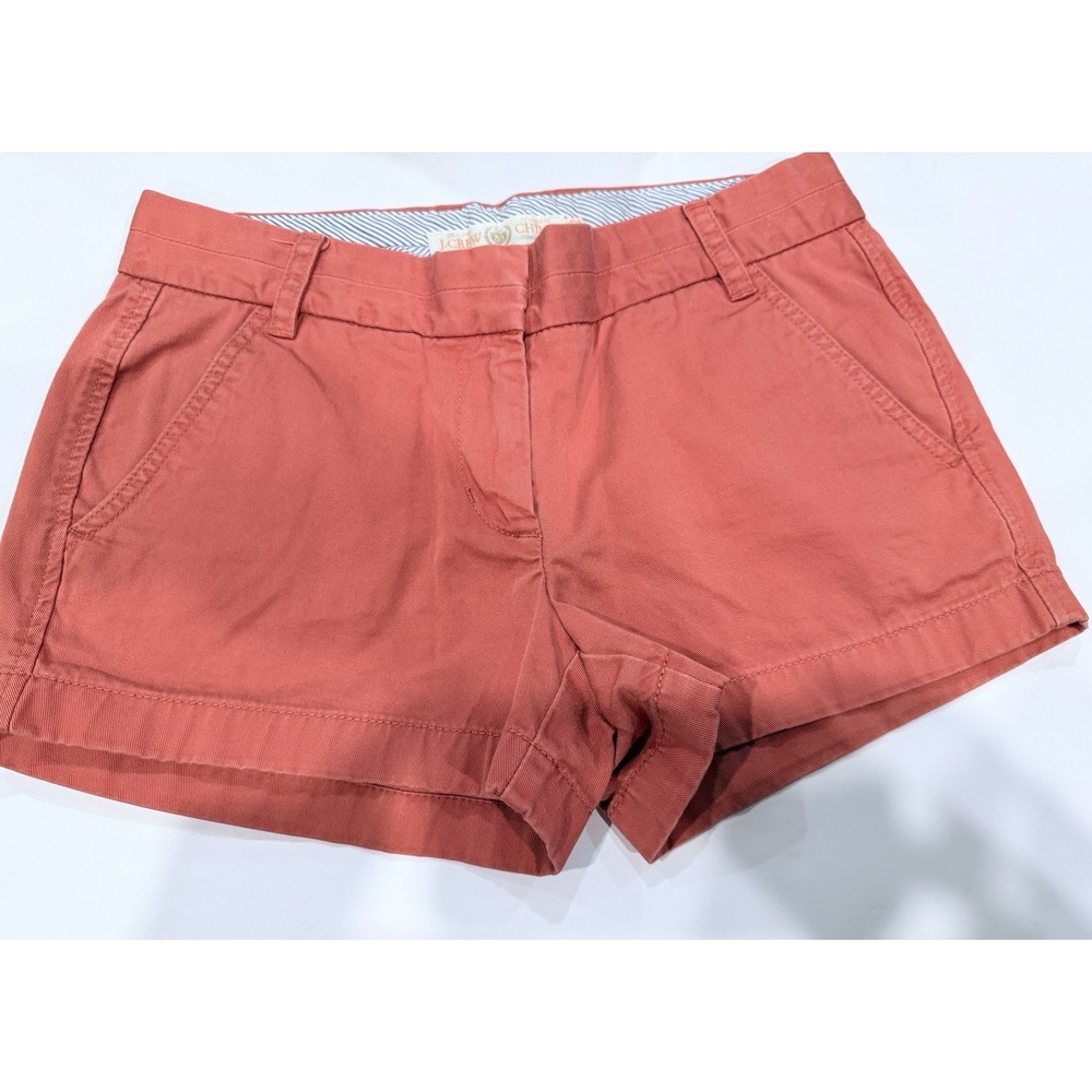 J. Crew Chino Shorts Womens Size 02 Coral Terracotta Pink 100% Cotton 3" Inseam